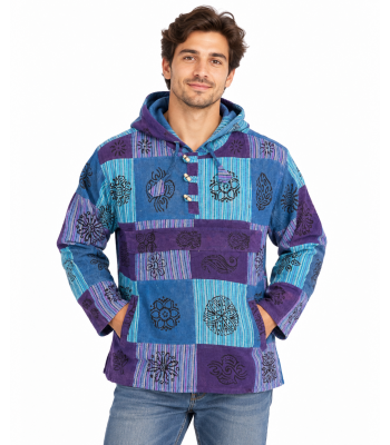 Cotton Purple &  Blue Hooded Pullover DT50 