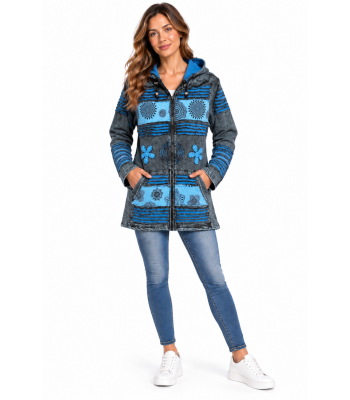 Cotton Razor print Mandala Turquoise  Patchwork Jacket (G397)