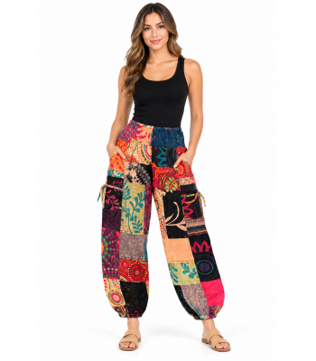 Cotton Multi Print Patchwork Himalayan Yoga Pants HF02