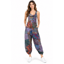 Cotton Multi Print Bohemian Harem  Overall Jumpsuit HF08