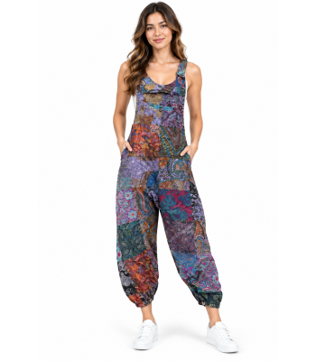 Cotton Multi Print Bohemian Harem  Overall Jumpsuit HF08