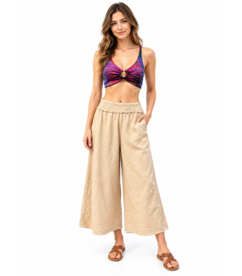 Cotton Enzyme Wash Palazzo Quarter Pant HF19
