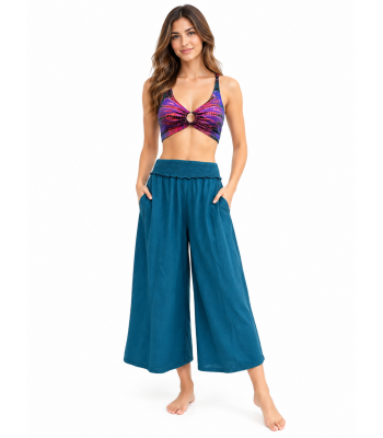 Cotton Enzyme Wash Palazzo Quarter Pant HF20
