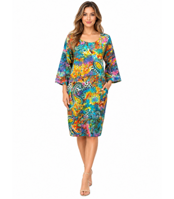  Tie Dye Floral Free Size Tunic Dress HF24