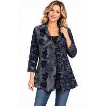 Women's Blue Multi Button Jacket (KE1260)