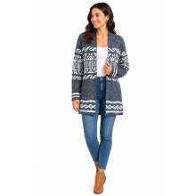 Women's Knit atzec   teal blue open front sweater cardigan KF24938