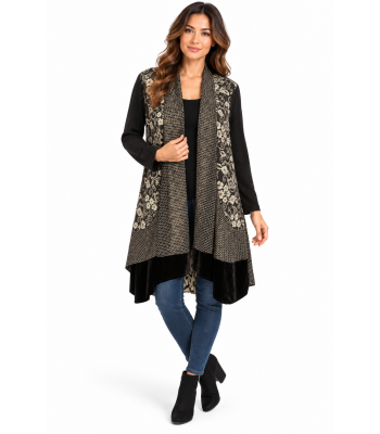 Women's  Grey Multi Poncho  (KS2262)