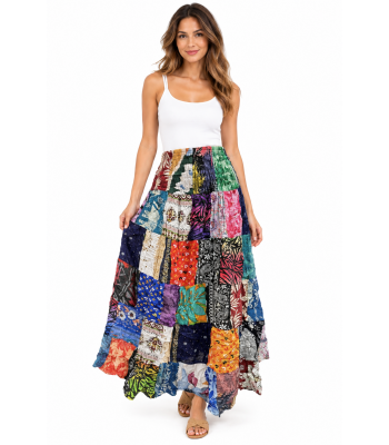 Cotton Multi Color Patchwork Floral Skirts KTB426