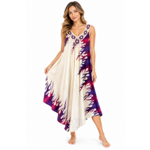 Floral Emb Crochet V Neck Sun Dress  KTB433