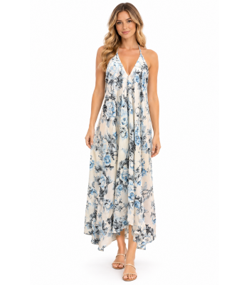Rayon Multi Leaf and floral Assorted Sun Dress KTB442