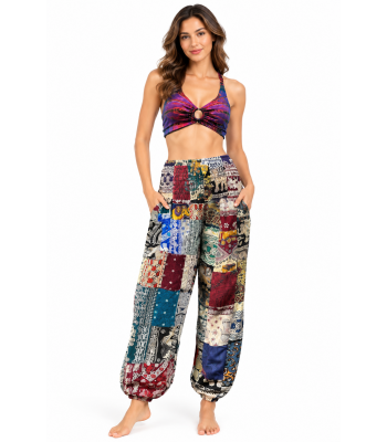 Rayon Multi Color Patch Smoky Pant KTB462