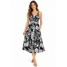 Rayon Black & White Dress KTB463