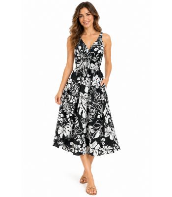 Rayon Black & White Dress KTB463