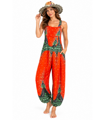 Rayon Paisley Pink Floral Jumpsuit  Overall KTB465 
