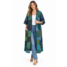 Cotton Half Slv Open Front Long Cardigan Jacket KTD26378