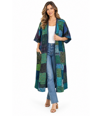 Cotton Half Slv Open Front Long Cardigan Jacket KTD26378