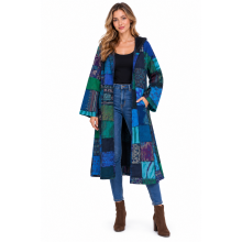 Cotton Stonewash Lining on Hood Open Front Long Jacket KTD26382