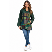 Cotton Patchwork Hooded Festival Pullover Jacket KTD26383