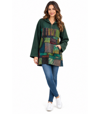 Cotton Patchwork Hooded Festival Pullover Jacket KTD26383