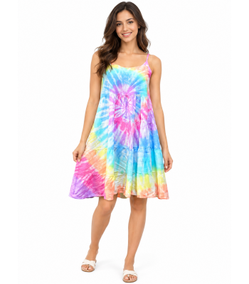 Rayon Tie Dye Swirl Short Dress KTE22 