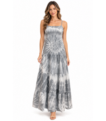 Rayon Tie  Dye Grey  Swirl  Long Dress KTE37 