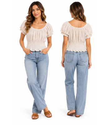 Cotton Round Neck Cap Sleeve Crop Top KTK26309