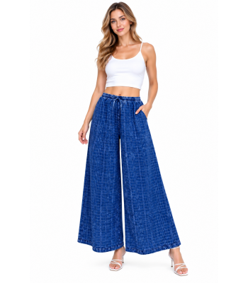 Cotton Stonewash Blue Sea Wide Leg palazzo Pant KTK26322