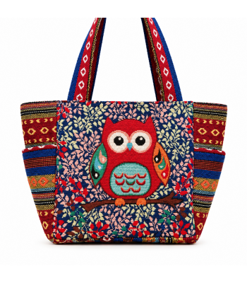 Cotton Red Owl Shopping Bag Wholesale (KTL542)