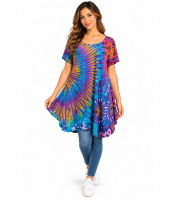 Rayon Multi Tie Dye Tunic Top KTN212