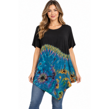 Rayon Tie Dye Two Tone Half Slv Top KTN213