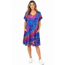 Rayon Tie Dye Half Sleeve pocket Tunic Dress KTN222
