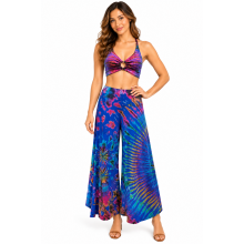 Rayon Tie Dye Blue Ocean Palazzo Pant KTN229