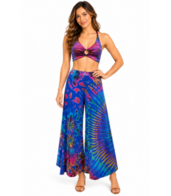 Rayon Tie Dye Blue Ocean Palazzo Pant KTN229