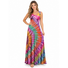 Rayon Tie Dye Purple Long Dress KTP1040
