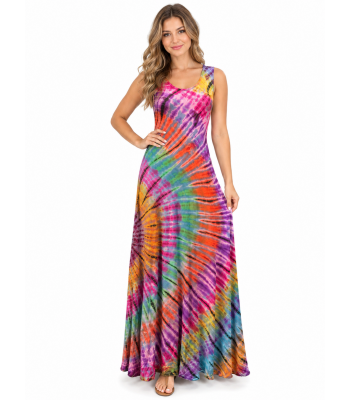 Rayon Tie Dye Purple Long Dress KTP1040