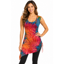 Tie Dye Cap Sleeve Tunic Dress  (KTP2163)
