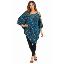 Rayon Multi Tie Dye Teal A line Poncho KTP860