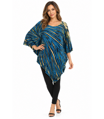 Rayon Multi Tie Dye Teal A line Poncho KTP860 