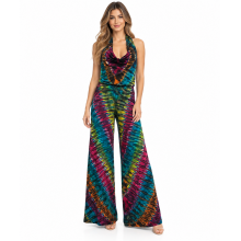 Rayon Tie Dye Multi  Artwork  Heart  Jumpsuit Overall KTP938