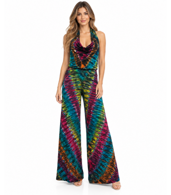 Rayon Tie Dye Multi  Artwork  Heart  Jumpsuit Overall KTP938 