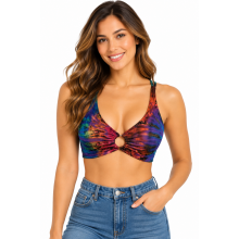 Rayon Tie Dye Cross Strap Bra Top KTP947