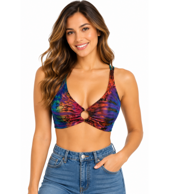 Rayon Tie Dye Cross Strap Bra Top KTP947