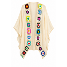 Cotton Crochet Open Front Cream Cardigan KTT1815A