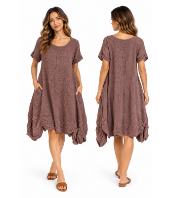 Cotton Half Slv Round Neck Dress KTX2539