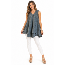 Cotton V neckline Asymmetric A line Pocket Gray Tunic Dress KTX2545