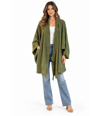 Cotton Crinkle Open Front Cardigan KTX2561