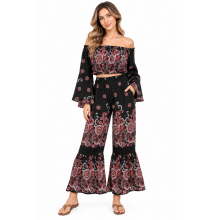 Golden Floral Trouser and Top Set KTY409