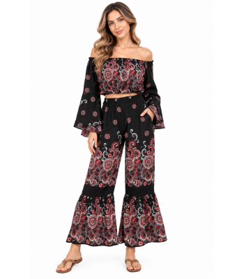 Golden Floral Trouser and Top Set KTY409