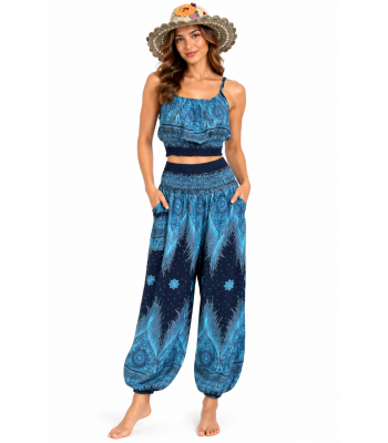 Rayon Purple Multi Top and Pant Set KTY427