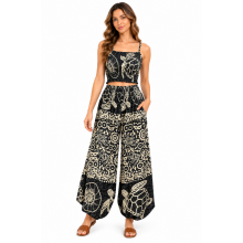 Rayon Turtle Top and Skirt Pant Set KTY428